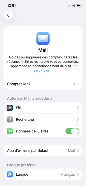 Sélectioneez Comptes Mail