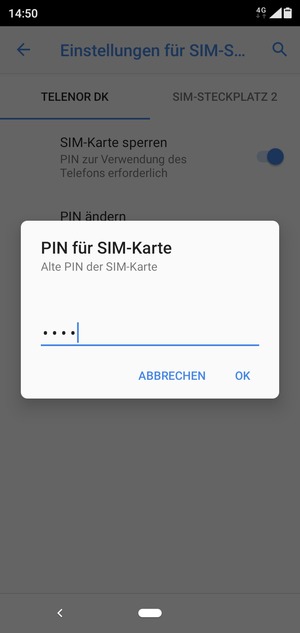 Geben Sie Ihre Alte PIN der SIM-Karte ein und wählen Sie OK