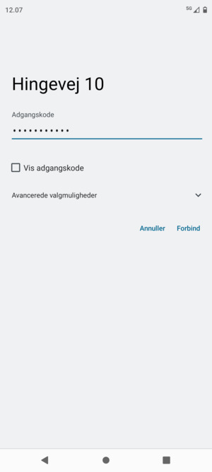 Indtast Wi-Fi adgangskoden og vælg Forbind
