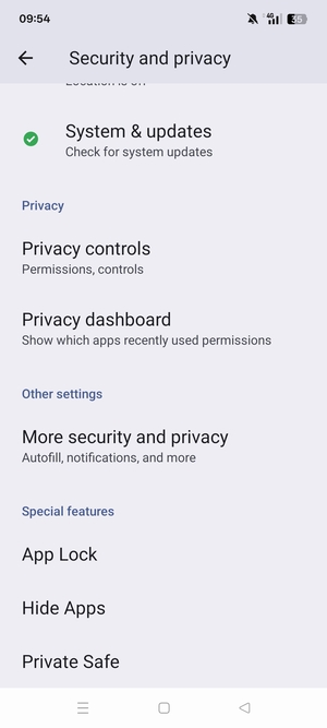 Scroll to and select More security and privacy