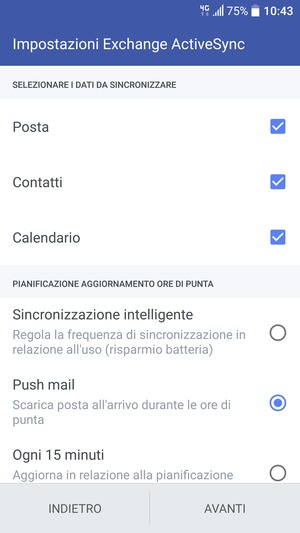 Seleziona AVANTI