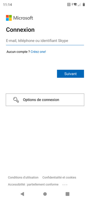 Saisissez votre adresse e-mail et sélectionnez Suivant