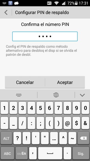 Confirme su PIN de seguridad y seleccione Aceptar