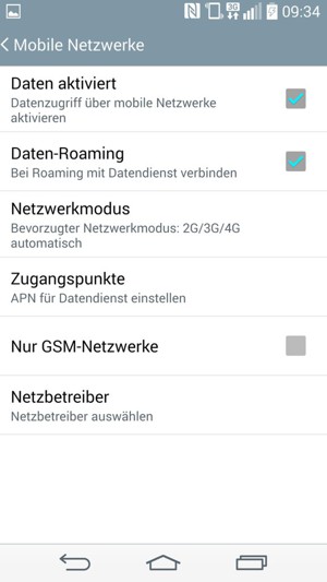 Schalten Sie Daten-Roaming an oder aus