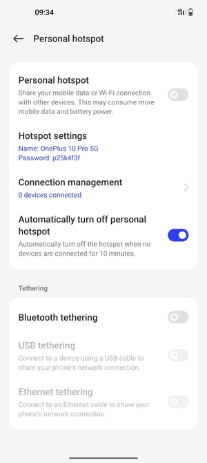 Select Hotspot settings