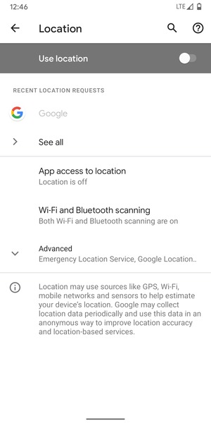 Turn off Use location