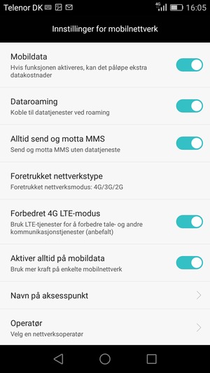 Slå Dataroaming på eller av