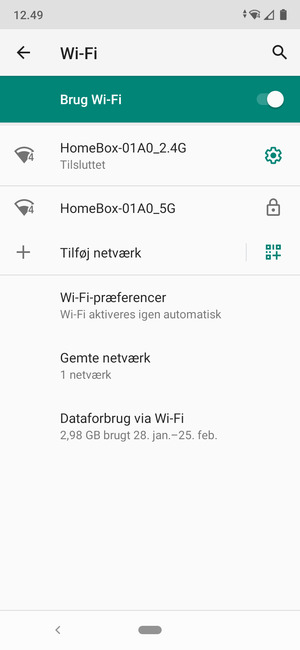 Du er nu tilsluttet Wi-Fi netværket