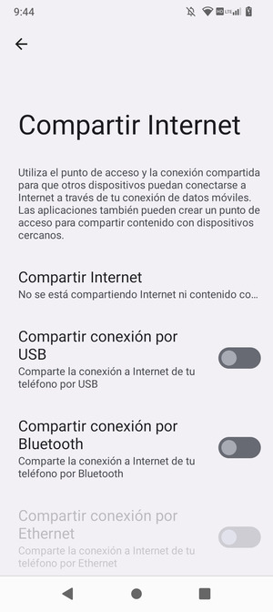 Seleccione Compartir Internet