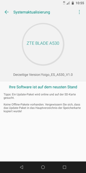 Falls Ihr Handy aktualisiert ist, wird Ihnen der folgende Bildschirm angezeigt