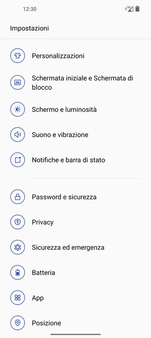 Scorri e seleziona Password e sicurezza