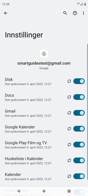 Din informasjon blir synkronisert