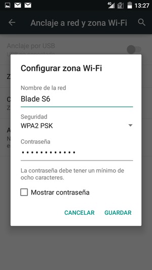 Introduzca una contraseña de al menos 8 caracteres y seleccione GUARDAR