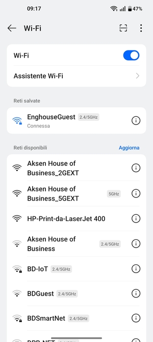 Ora sei connesso alla rete Wi-Fi