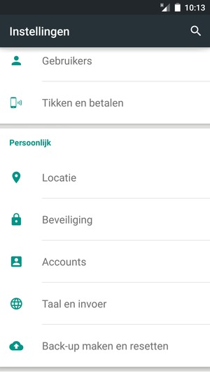 Scroll naar en selecteer Beveiliging