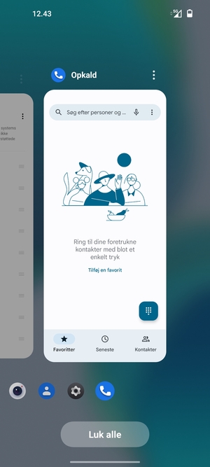 Vælg Luk alle for at lukke alle åbne apps