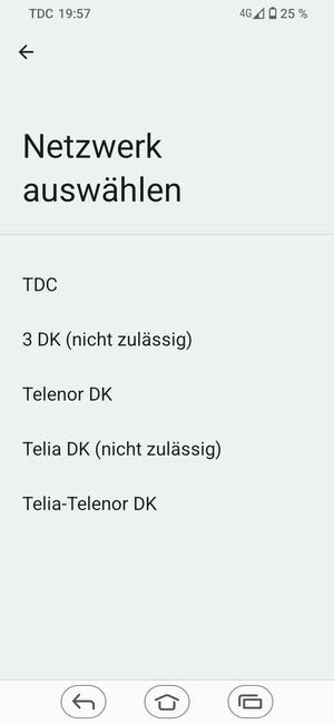 Wählen Sie einen Netzbetreiber von der Liste