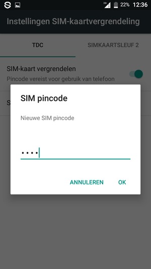 Voer uw Nieuwe SIM pincode in en selecteer OK