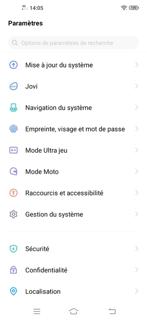 Faites défiler et sélectionnez Mise à jour du système