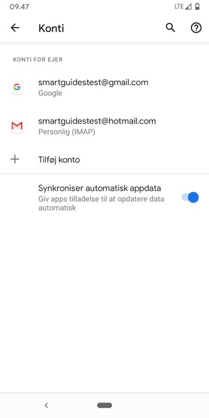 Vælg din Google konto