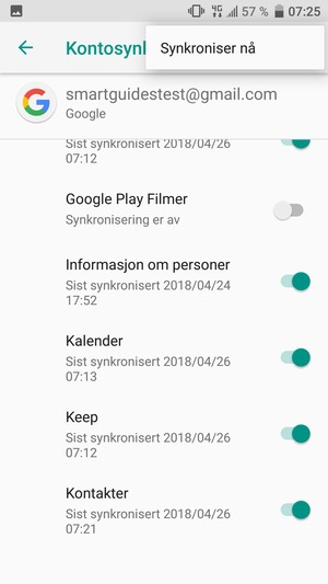 Velg Synkroniser nå