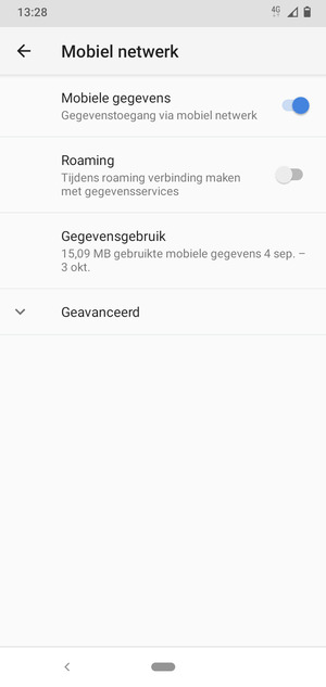Om van netwerk te wisselen in geval van netwerkproblemen, selecteert u Geavanceerd