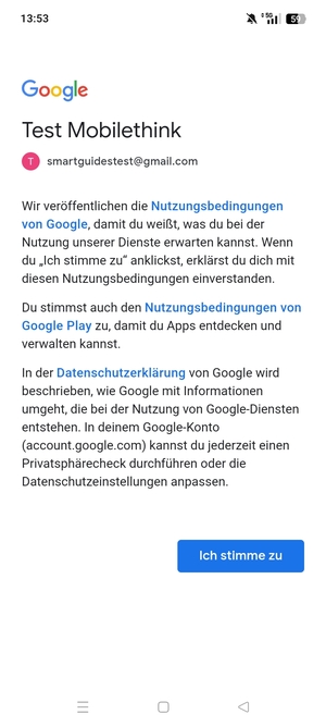 Wählen Sie Ich stimme zu