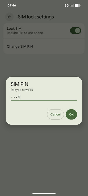 Confirm your new SIM PIN and select OK