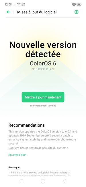 Si votre téléphone n'est pas à jour, suivez les instructions à l'écran.