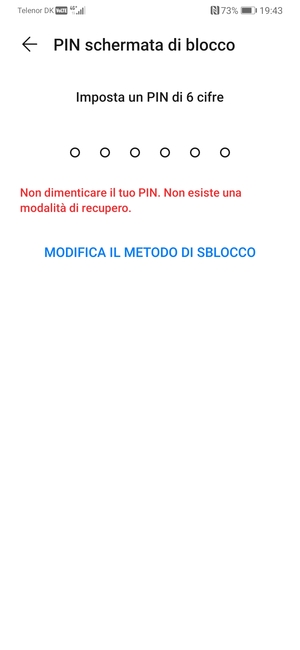 Seleziona MODIFICA IL METODO DI SBLOCCO