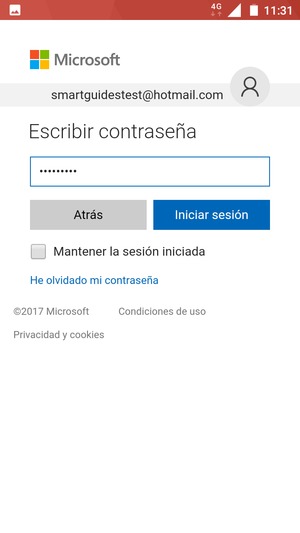 Introduzca su contraseña y seleccione Iniciar sesión