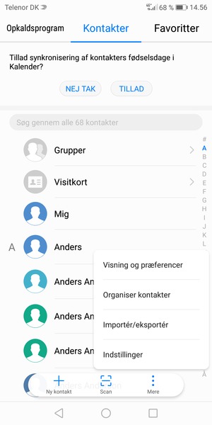 Vælg Importér/eksportér