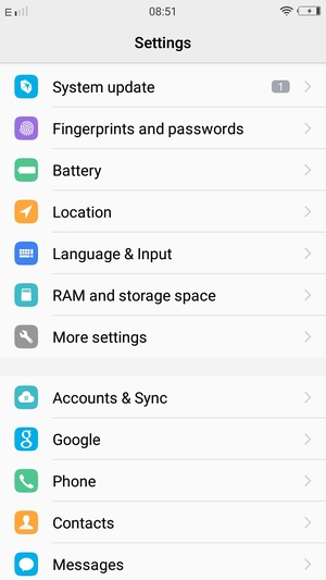 Scroll to and select More settings