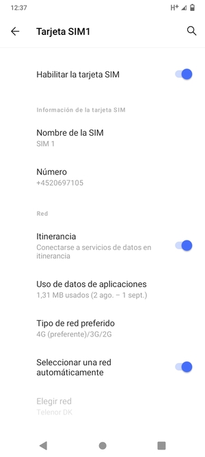 Activar o desactivar Itinerancia