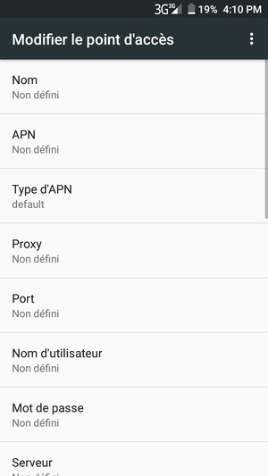 Saisissez les informations Internet