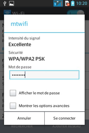 Saisissez le mot de passe du Wi-Fi et sélectionnez Se connecter