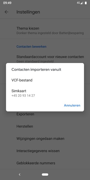 Selecteer Simkaart