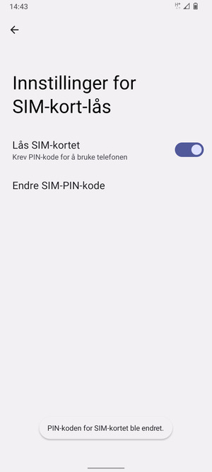 Din PIN-kode for SIM-kort er endret