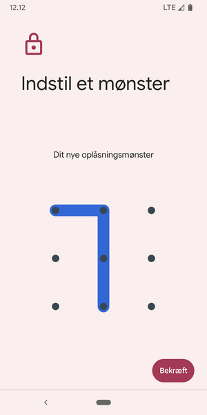 Tegn oplåsningsmønsteret igen og vælg Bekræft