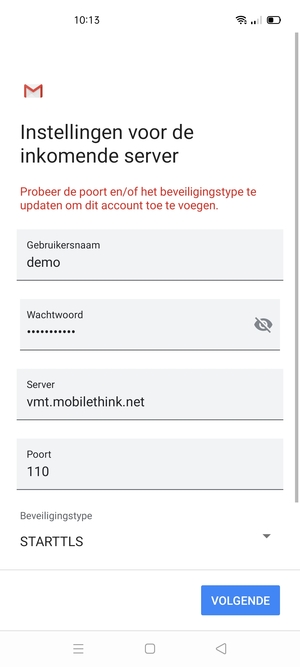 Selecteer Beveiligingstype