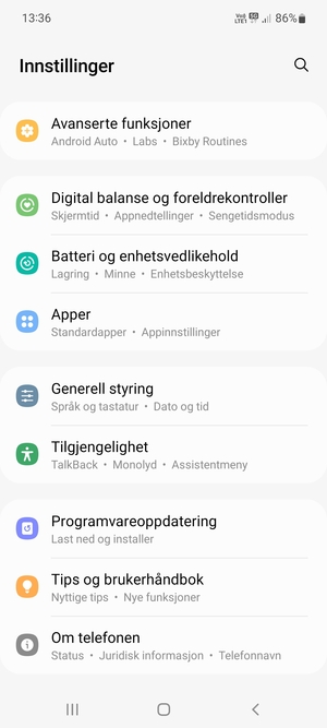 Bla til og velg Programvareoppdatering