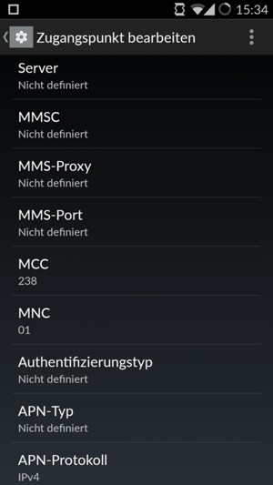 Scrollen Sie nach unten und geben Sie MMS-Informationen ein