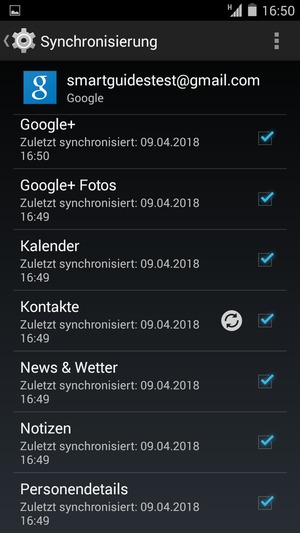 Stellen Sie sicher, dass Kontakte ausgewählt ist