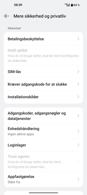 Scroll til  og vælg SIM-lås