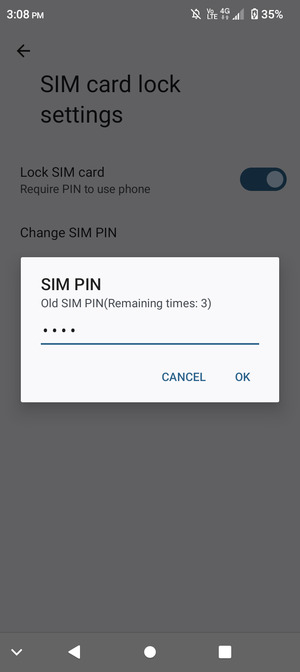 Enter your Old SIM PIN and select OK