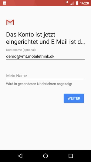 Geben Sie Ihrem Konto einen Namen und geben Sie Ihren Namen ein. Wählen Sie WEITER