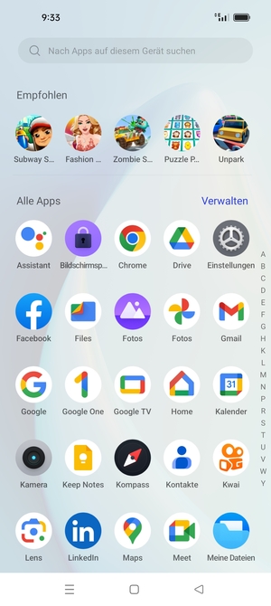 Wählen Sie Einstellungen