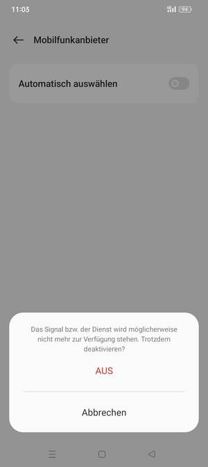 Wählen Sie AUS