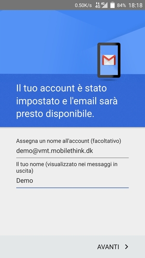 Scegli un nome per il tuo account e inserisci il tuo nome. Seleziona AVANTI