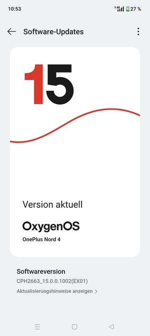 Falls Ihr Handy aktualisiert ist, wird Ihnen der folgende Bildschirm angezeigt